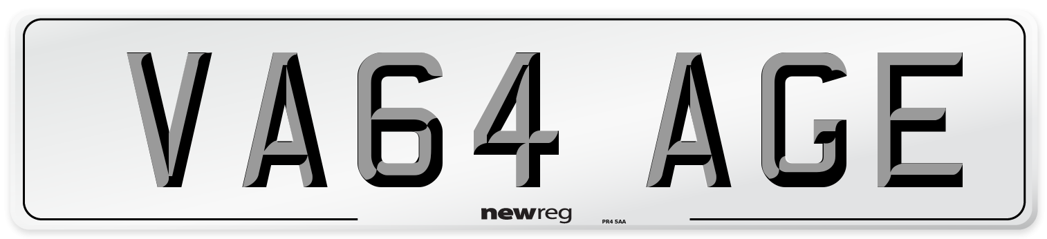 VA64 AGE Number Plate from New Reg